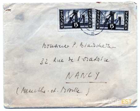 Enveloppe adressée à M. Bindschedler (Nancy)